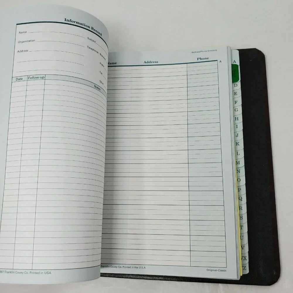 1999 Franklin Covey Fdp 19079 Classic Time Management Storage Binder